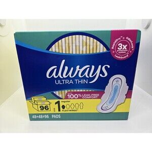 Always Ultra Thin Regular Pads, Unscented - Size 1 (96 Count)